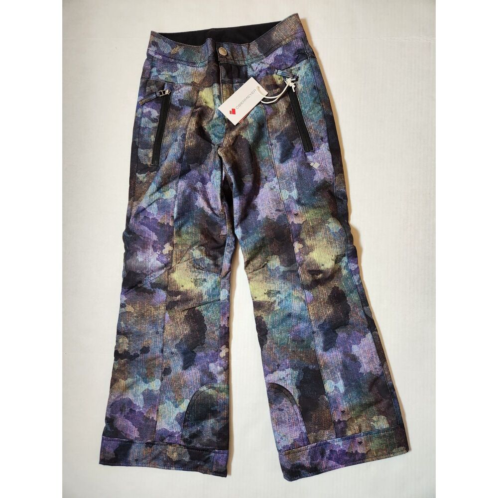 Obermeyer Brooke Print Snow Pants Girls S (8) Adjustable Length Waterproof